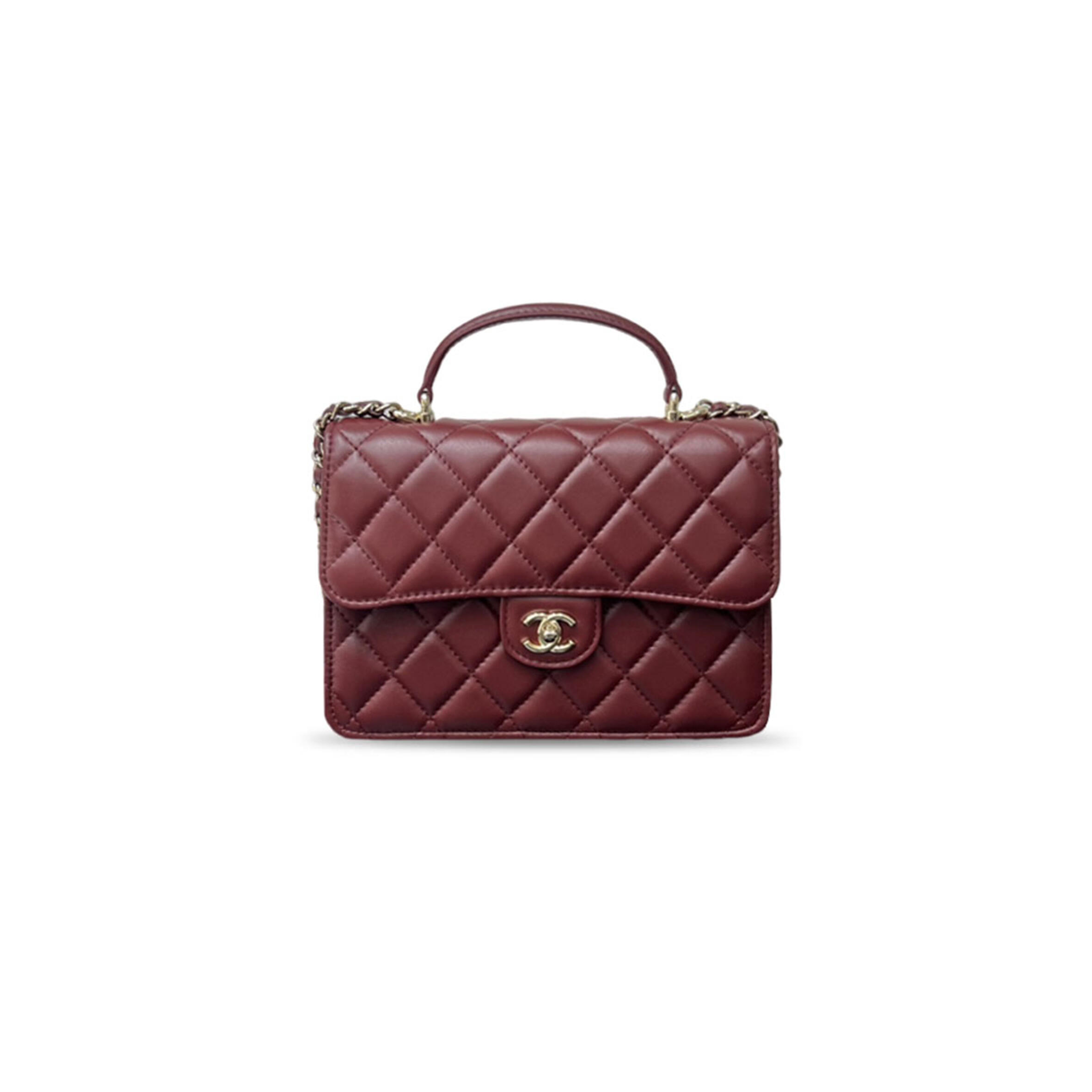 CHANEL SMALL TOP HANDLE FLAP BAG WITH CHAIN QUILTED LAMBSKIN AP4450 (18*14*3cm)